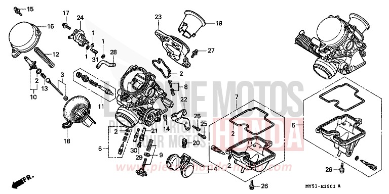 VERGASER (EINZELTEILE) von CB1300 Super Bold'or ABS TASMANIA GREEN ME (G142) von 1994